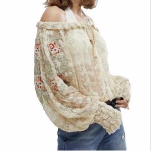 ** SOLD ** Free People Jubilee Sheer Floral Tie Bl